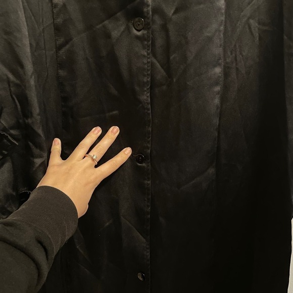 Sablyn Silk Long Sleeve Button Front Trench Coat Black Size M - Picture 8 of 9